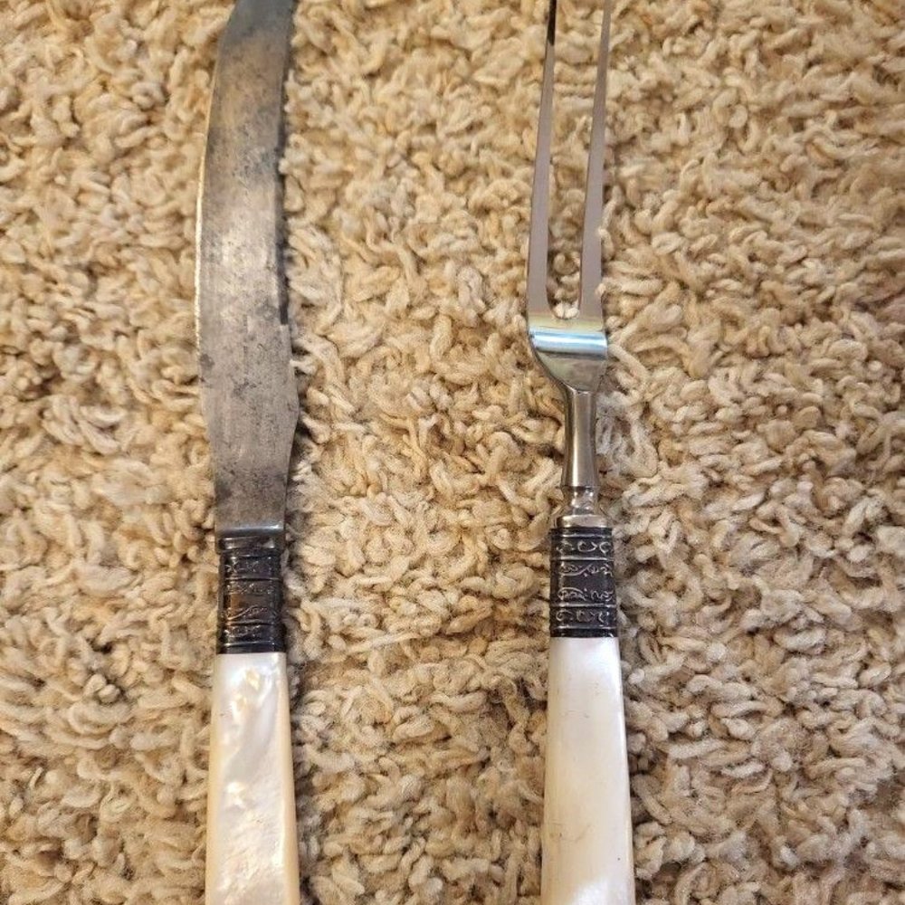 Antique Carving Set- Mother Of Pearl Handles